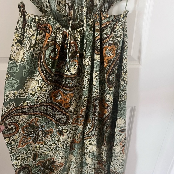 Zara Green Paisley Cutout Dress Size Large - Picture 8 of 13